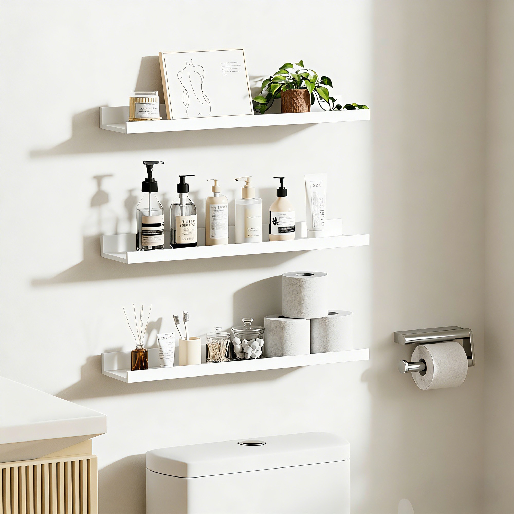 upsimples 모던 인테리어 무지주 벽선반, 3개, 1단, 화이트 16,400원
