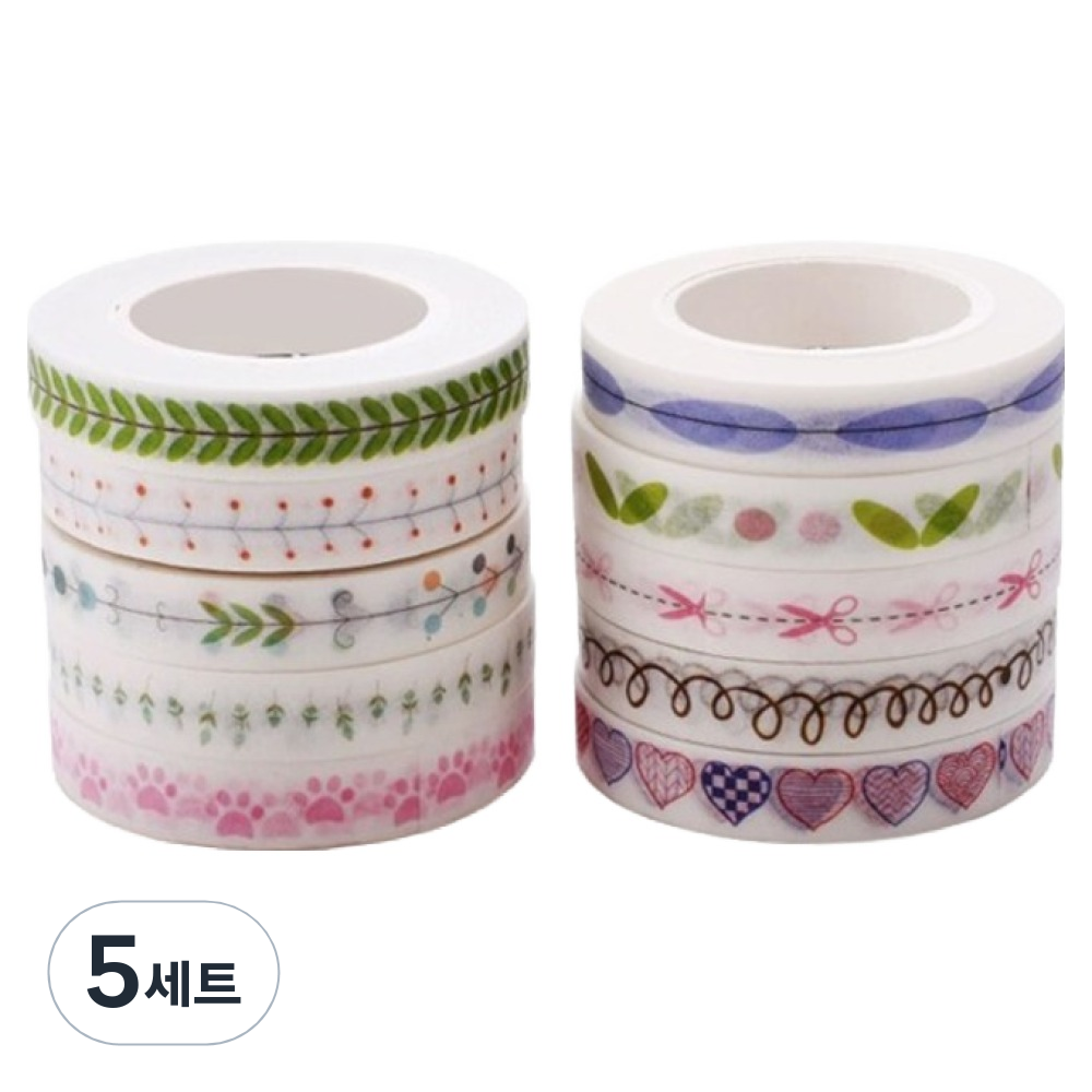 투데이리빙 디자인 마스킹 테이프 10종 세트 0.8cm x 10m CD_OST_AL065Q, 혼합색상, 5세트 32,550원