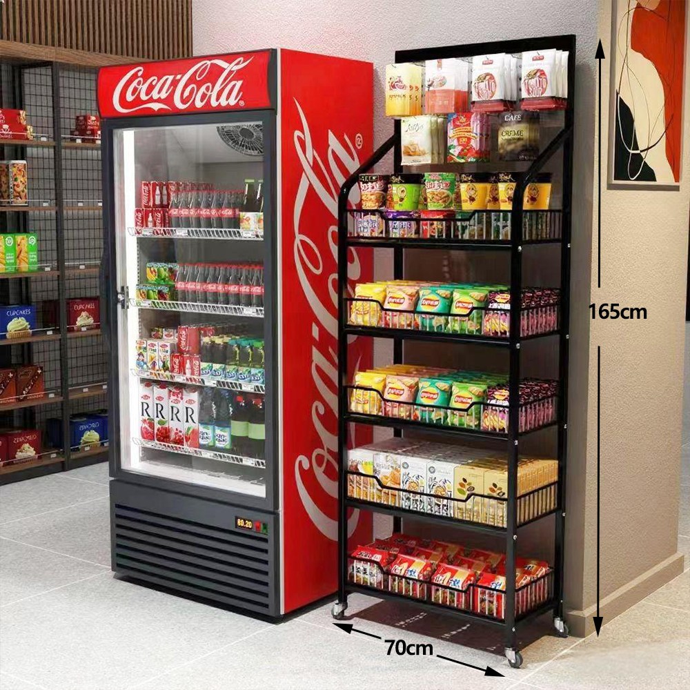 BangPang 멀티 이동식 철제 책장  간식 진열대 슈퍼마켓 진열대 편의점선반  편의점진열대 5단 700x1650 48,700원