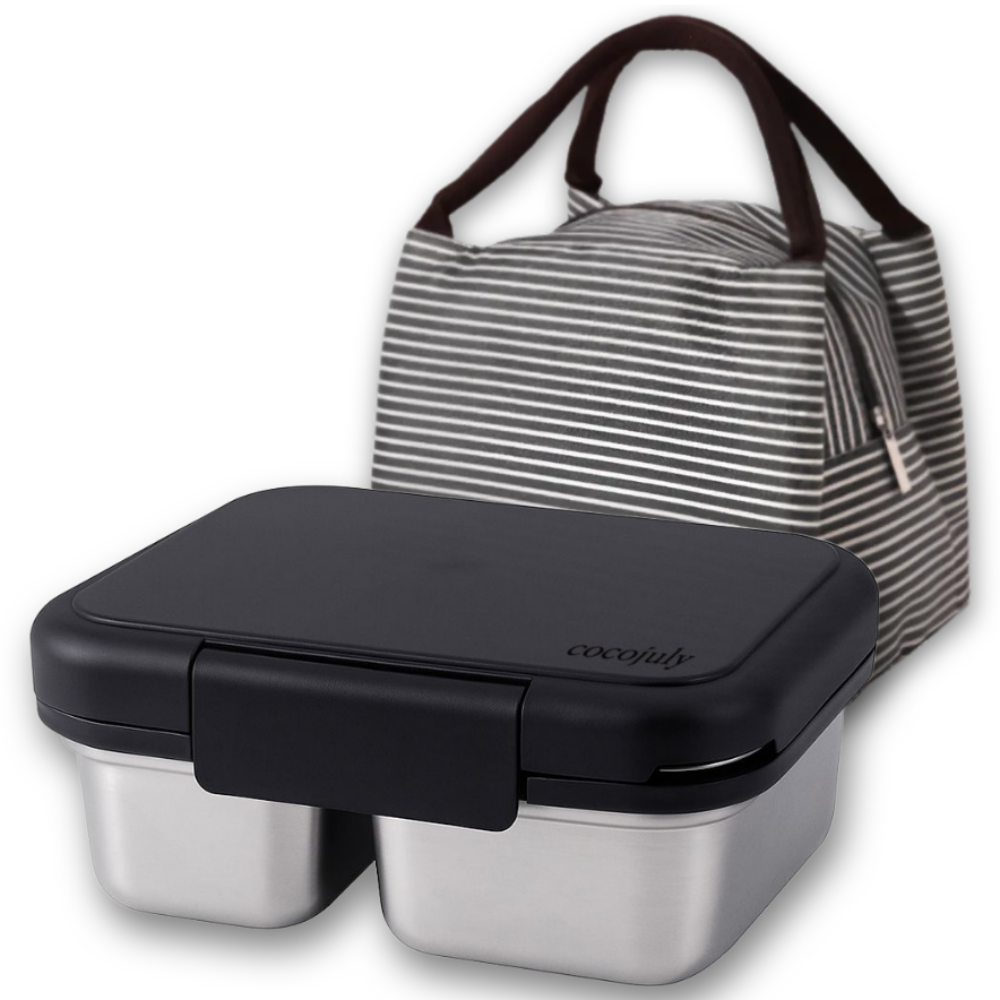 코코줄라이 2구 플립 스텐도시락통 + 보온보냉 도시락 가방, 블랙, 1세트 18,900원