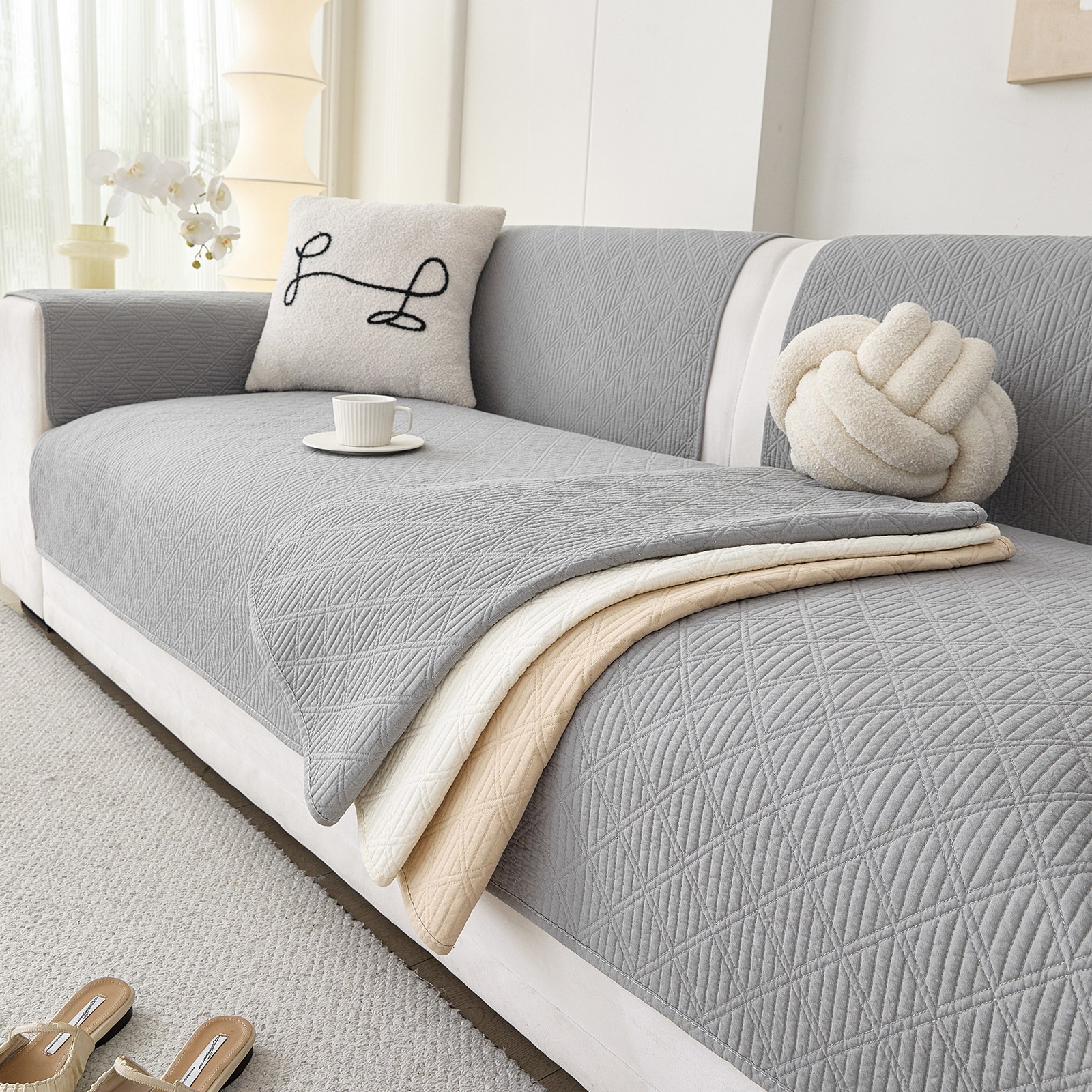 순면 워싱 쇼파패드 2-4인용 사계절 미끄럼방지 부드, 심플 모던 31,000원