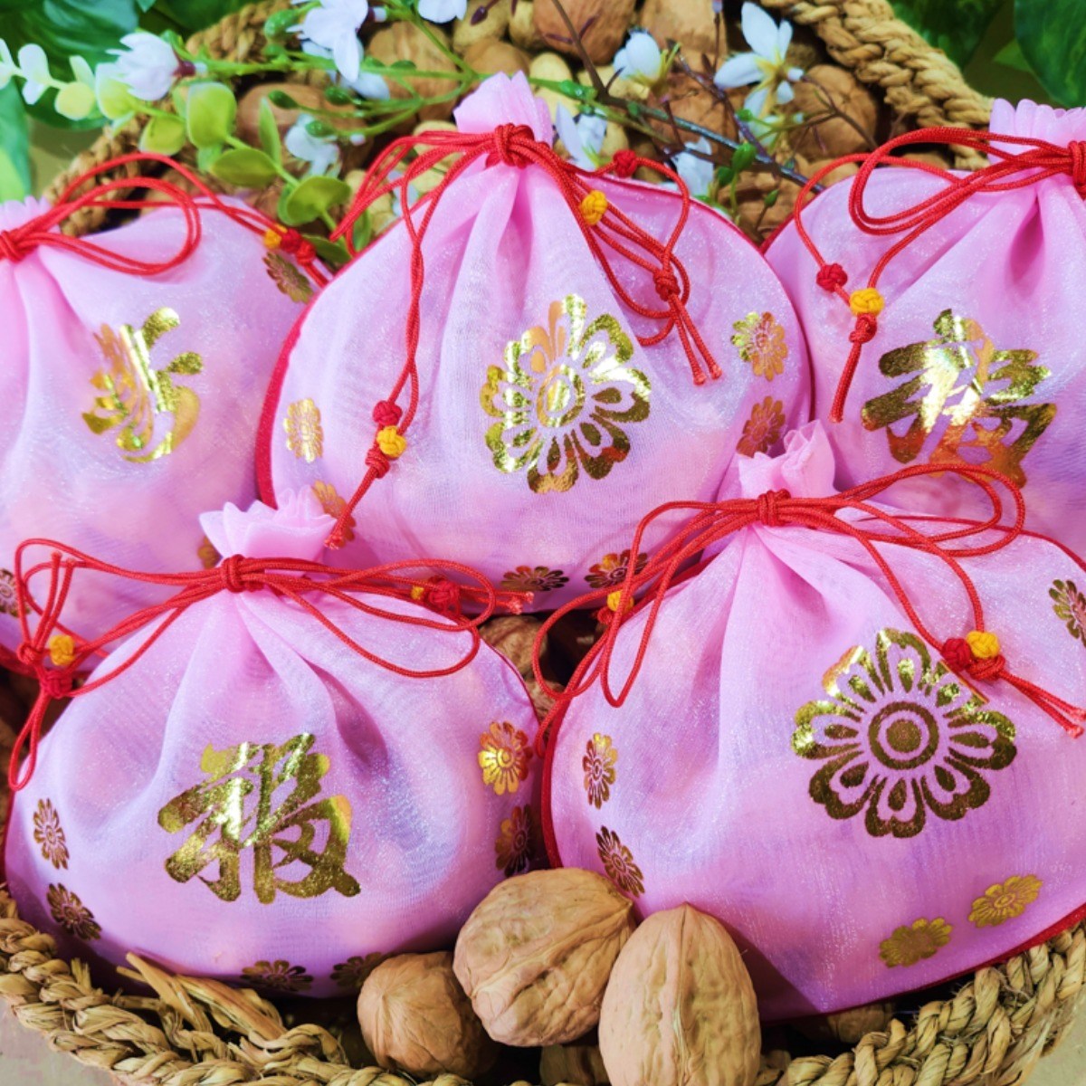 민속마당 부럼깨기 정월대보름 부럼깨기 복주머니 5세트 선물용 피땅콩 호두, 5개, 130g 27,500원