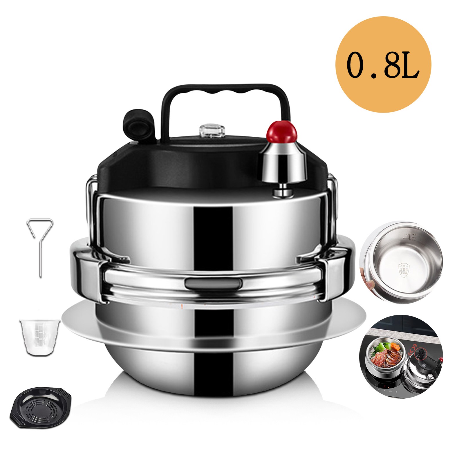 CANYOON 미니 압력밥솥 캠핑용 압력솥 0.8L-2.0L 용량 1-5 인용 압력밥솥 스텐 가마솥 5분 밥짓기 누룽지밥 1001, 0.8L, 1개, 혼합색상 70,900원