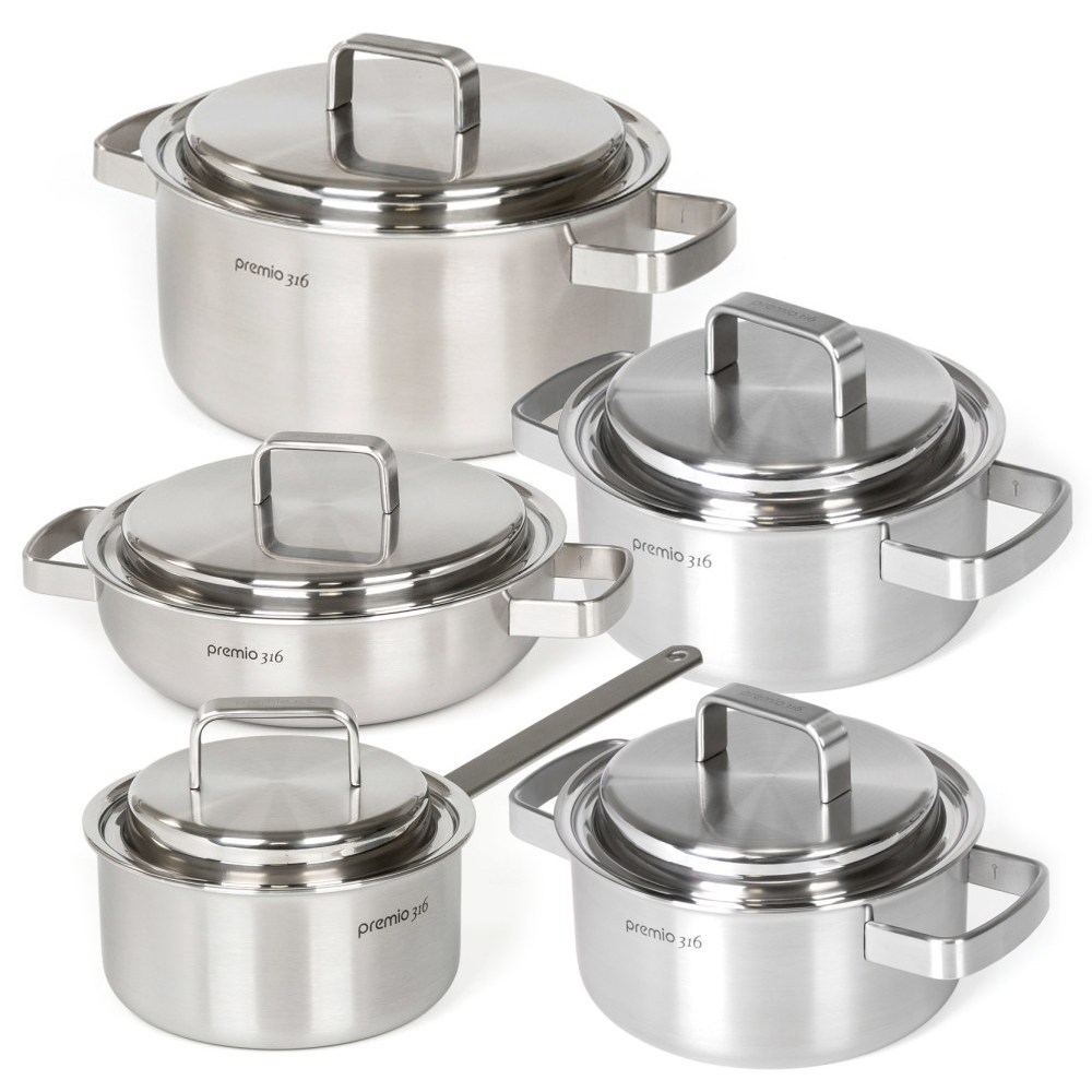 키친아트 통5중 프리미오 스텐316 인덕션 신혼 냄비 5종세트 309,000원