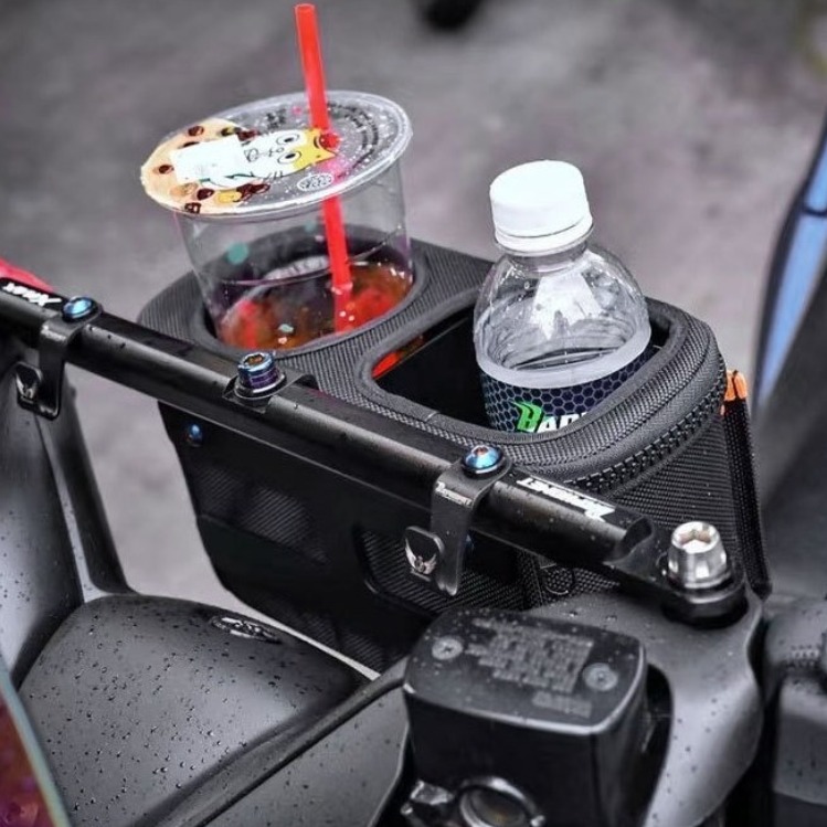 오토바이 핸들 가방 크로스바 고정 컵홀더 스마트폰 수납 음료 템블러 받침대 pcx nmax, 1개, 블랙 25,000원