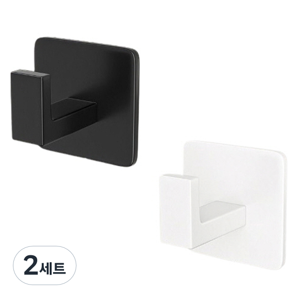 피어니스트 사각 인테리어 무타공걸이 2종 세트, 블랙, 화이트, 2세트 23,200원