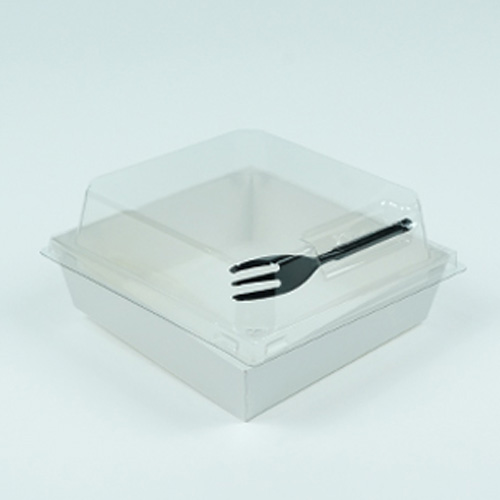 천운패키지 정사각 샌드위치 박스 화이트+ 포크 세트, 50세트 19,350원