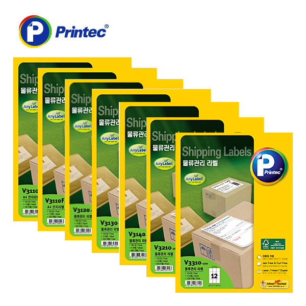 프린텍/물류관리라벨 100매 모음전, 개, OPTION6. V3210-100(6칸/A4) 16,500원