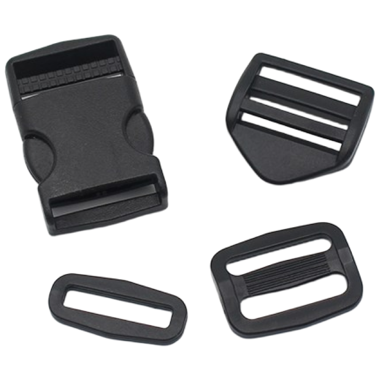 (4피스) 국산 블랙 플라스틱 버클 조리개 사각링 레더락 혼합세트, 1개, 블랙 1,170원
