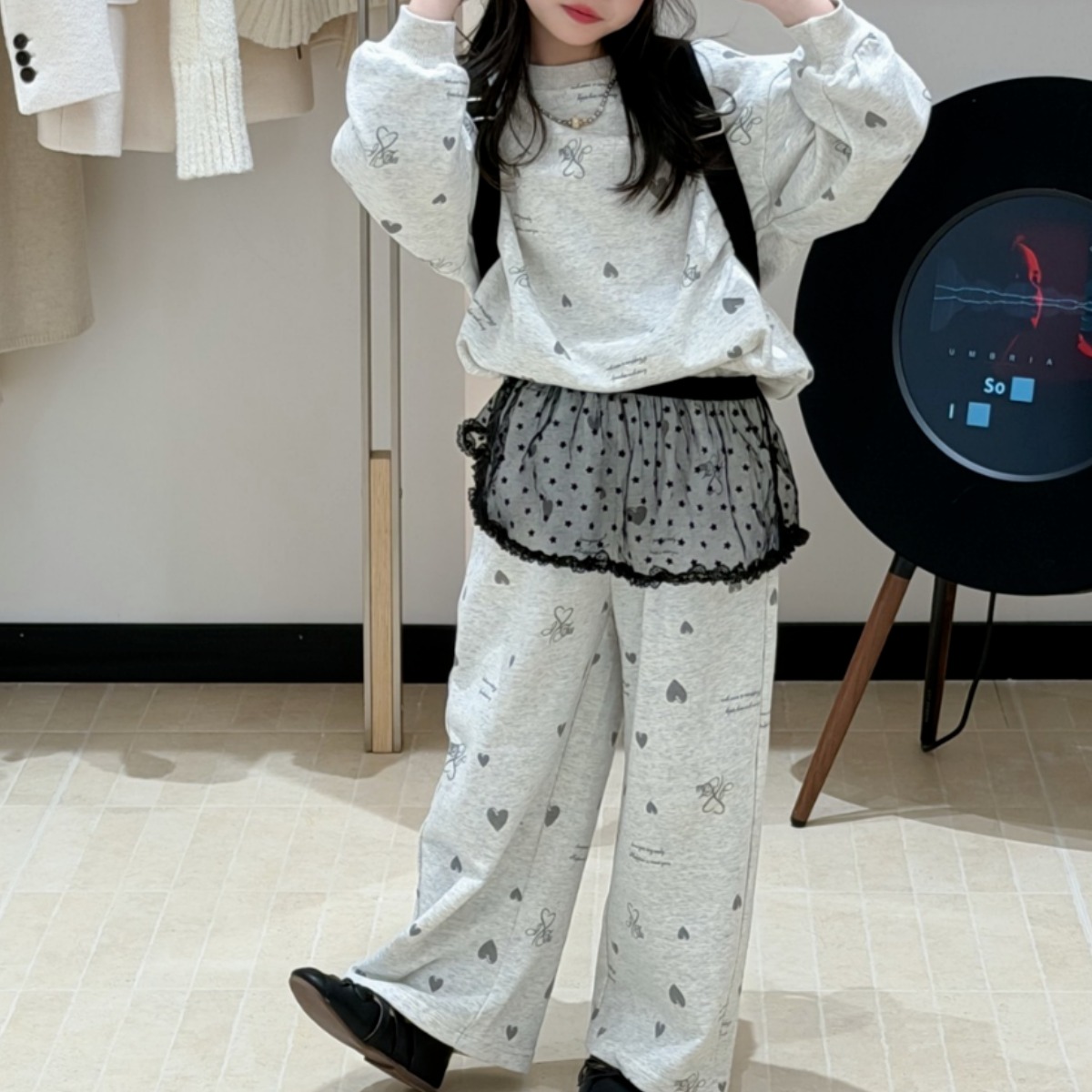 하와즈 러블리 하트 나염 맨투맨 상하세트 데일리 캐주얼세트 39,800원