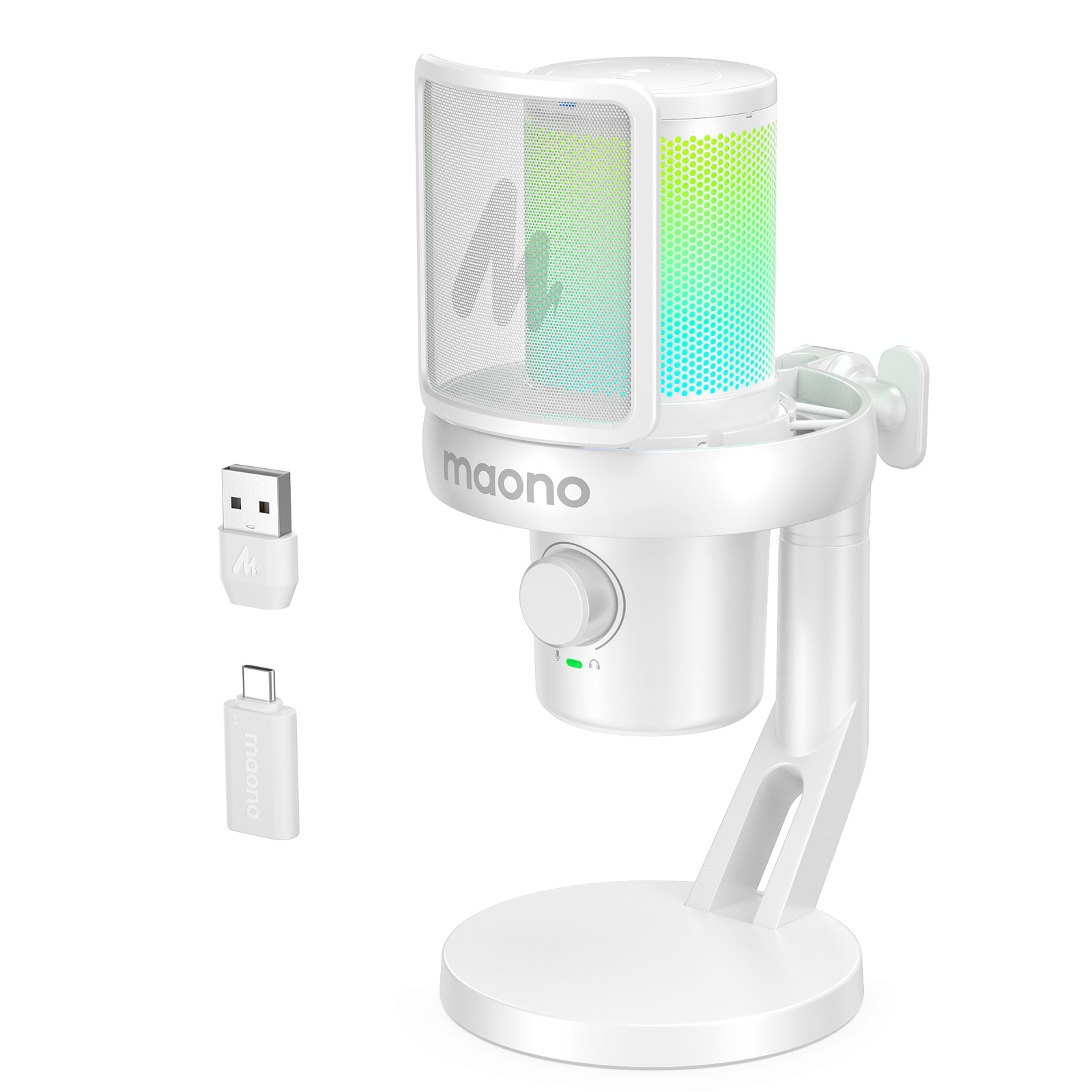 마오노 무선 AI 음성변조 원터치 노이즈캔슬링 음소거 콘덴서 마이크 게이밍 방송용 스트리밍 보컬용 DM40, 화이트, DM40 115,000원