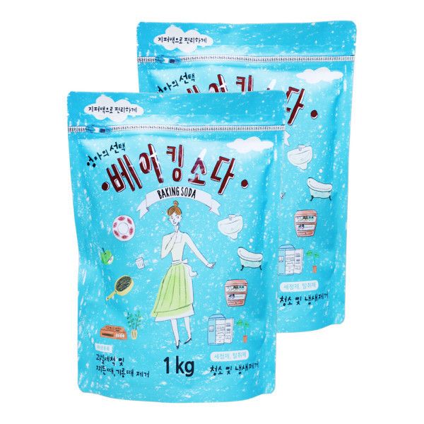 애경 엄마의 선택 베이킹소다 세정제 지퍼백 1kg 2개 청소 냄새제거 15,100원
