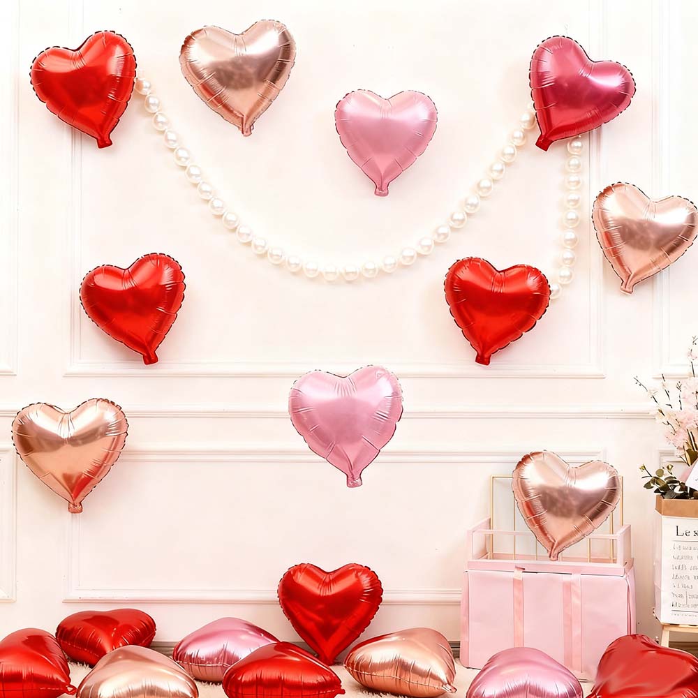 미니하트 20개 파티 생일,레드 미니하트 하트풍 선만 은박 호일풍선 파티풍선 세트, 1세트 8,300원