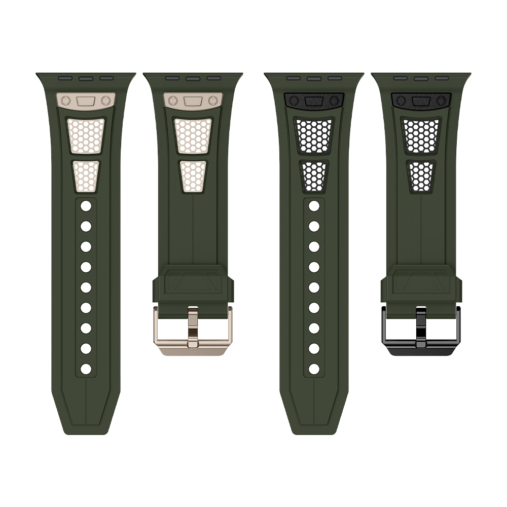 엔인원 애플워치 실리콘 스트랩 메탈 메쉬 디자인 스포츠 루프 밴드 전체 모델 호환, 블랙+카키 24,900원