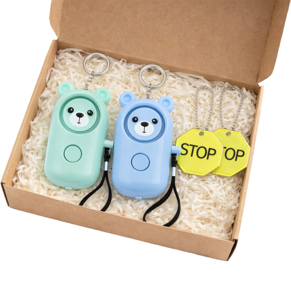 레츠팡 [1+1 선물포장] 호신용 경보기 130dB LED 키링 곰돌이 밤길 안심 귀가, 1세트, 소다 세트 (민트+블루) 22,900원