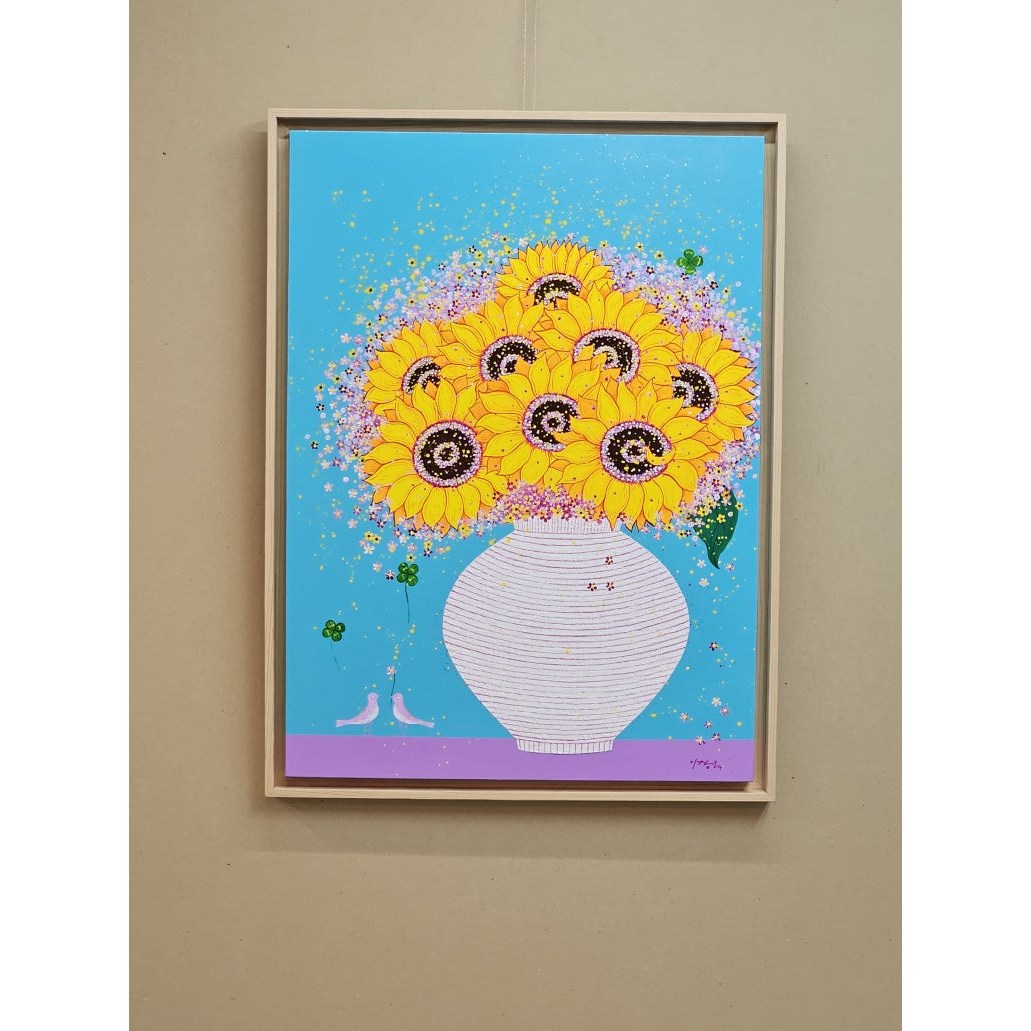 이장옥 원화 20호 그림액자 - 해바라기 원목액자 거실 현관입구 사무실 풍수 그림 인테리어 3,000,000원