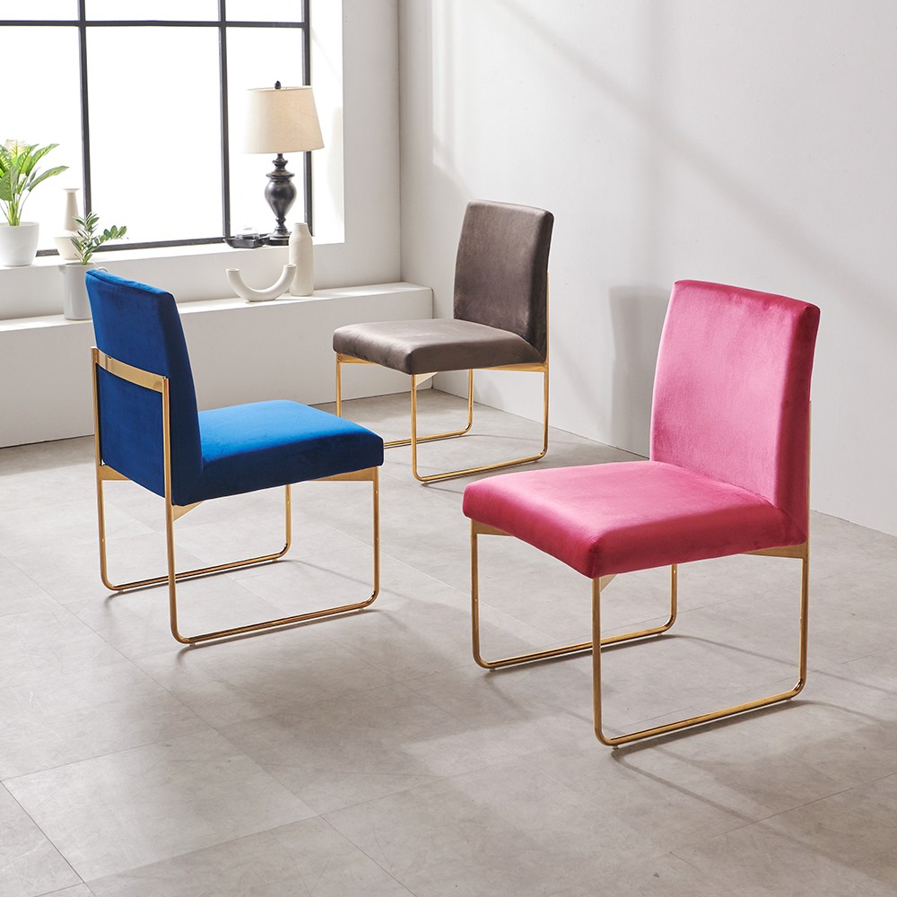 라로퍼니처 레아 골드 식탁 의자 벨벳 인테리어 체어, 골드 핑크, 2개 58,900원