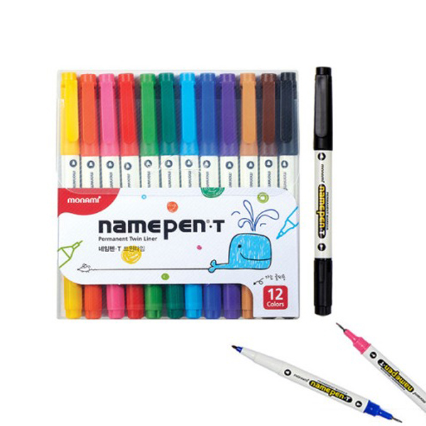 네임펜 12색 세트 트윈 가는글씨용 중간글씨용 얇은 양면 유성펜 모나미 10,900원