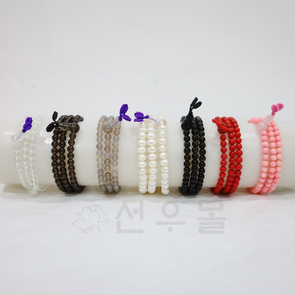 선우몰 원석 염주 108 5mm 천연원석 3줄팔찌 합장주 염주팔찌 108염주 20,000원