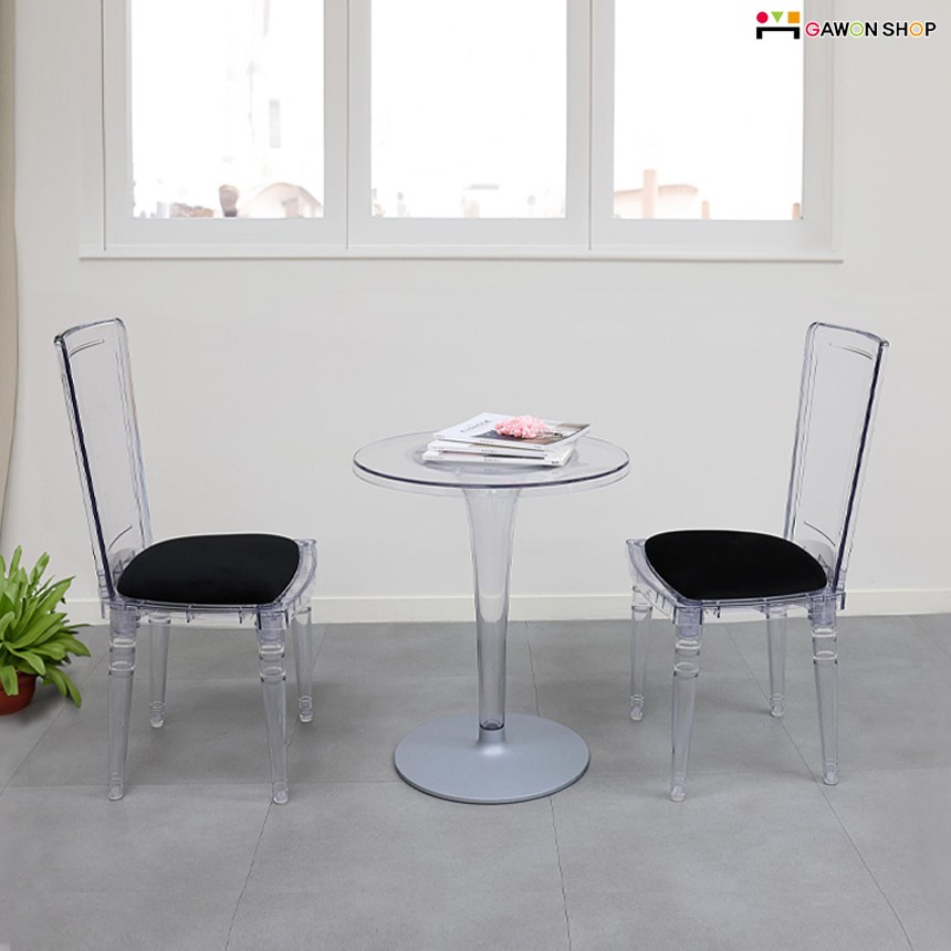 GAWON 고스트 스틸-크리스탈 2인용 투명 테이블 세트/투명의자 293,500원