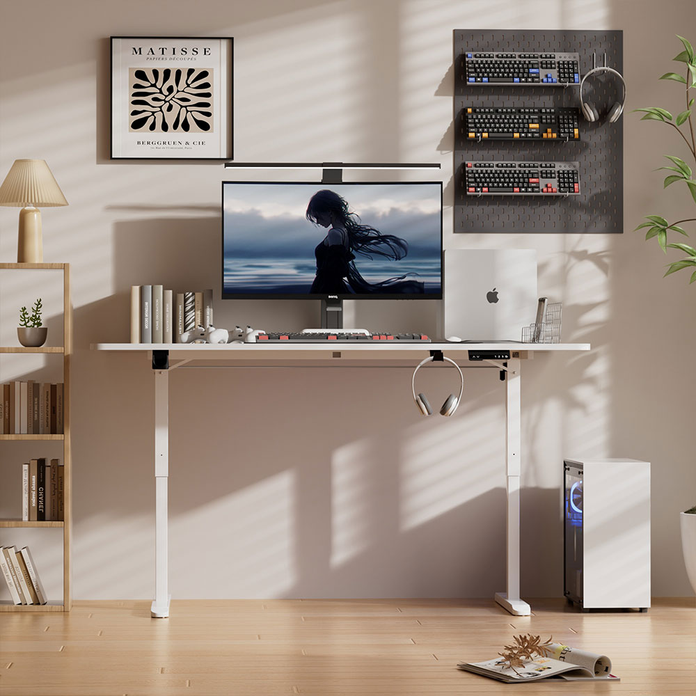 Fahomiss 전동 높이조절 스탠딩 데스크 넓은 상판 컴퓨터 책상 사무용 학생용 공부 책상 700 800폭, 화이트 167,900원