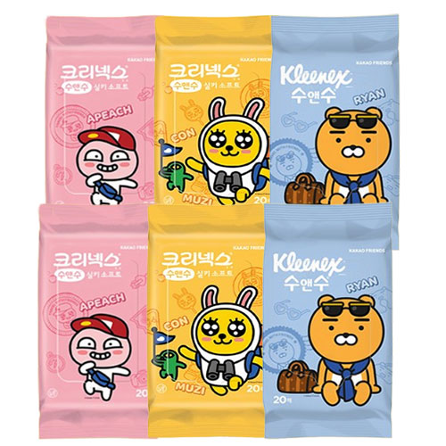 크리넥스 수앤수 카카오 물티슈 랜덤발송 휴대형 8,400원