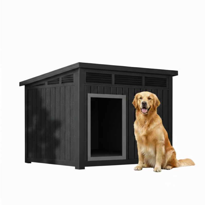 NEW레드와이 플랫형 플라스틱 강아지집 개집 야외 실외 대형견집 애견하우스 반려동물, 1개, 플랫형블랙 167,490원