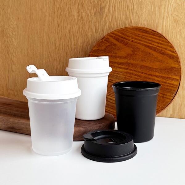 아트박스/티스카페 미니 리유저블컵 텀블러 플립 리드 (12oz/340ml/PP), 1개, 340ml, 블랙 4,500원