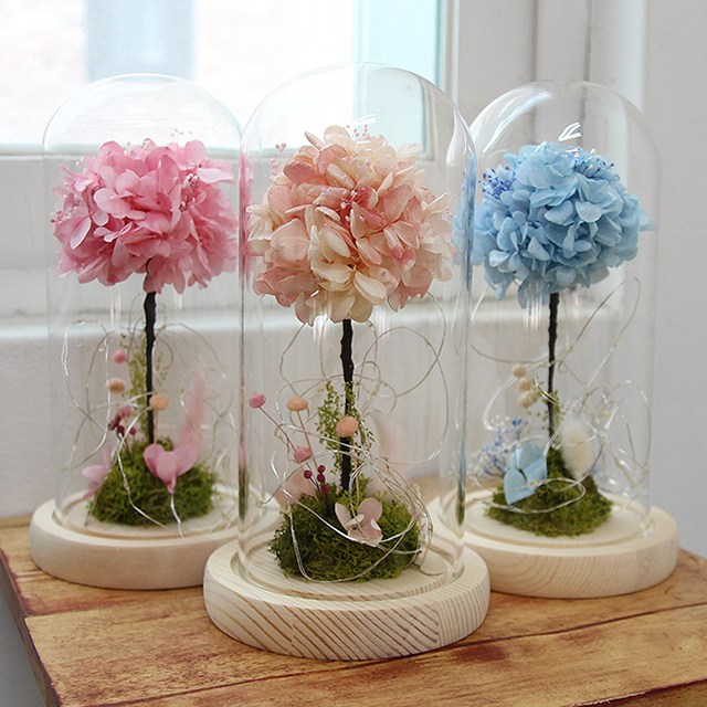 더봄(THEVOM) 프리저브드 수국 유리돔-( 3 color ) 기념일선물, 블루 36,780원