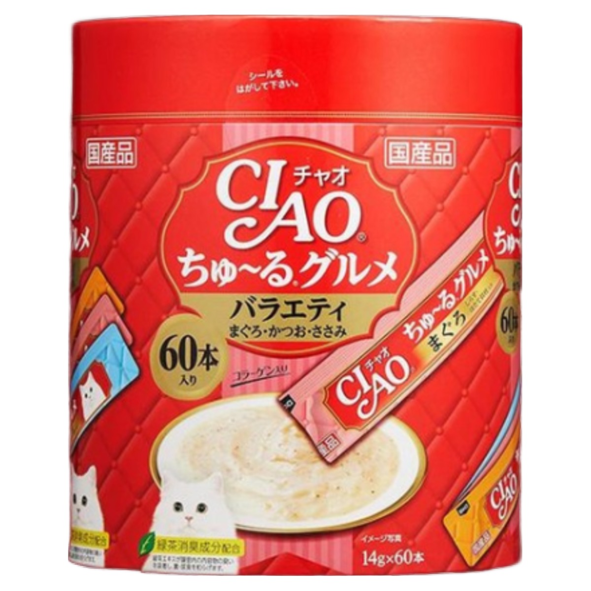 이나바 챠오츄르 구루메 버라이어티 60p SC-138, 1개, 14g, 참치+가다랑어+닭가슴살 60개입 [sc-138] 31,000원