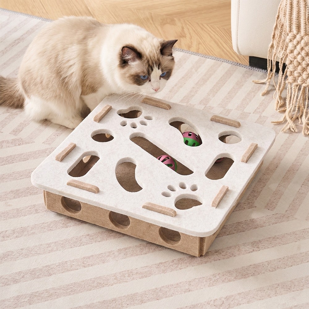 네이빈 고양이 장난감 스트레스 해소 스크래처 공놀이 사냥 트랙볼, 1개, 아이보리 6,400원