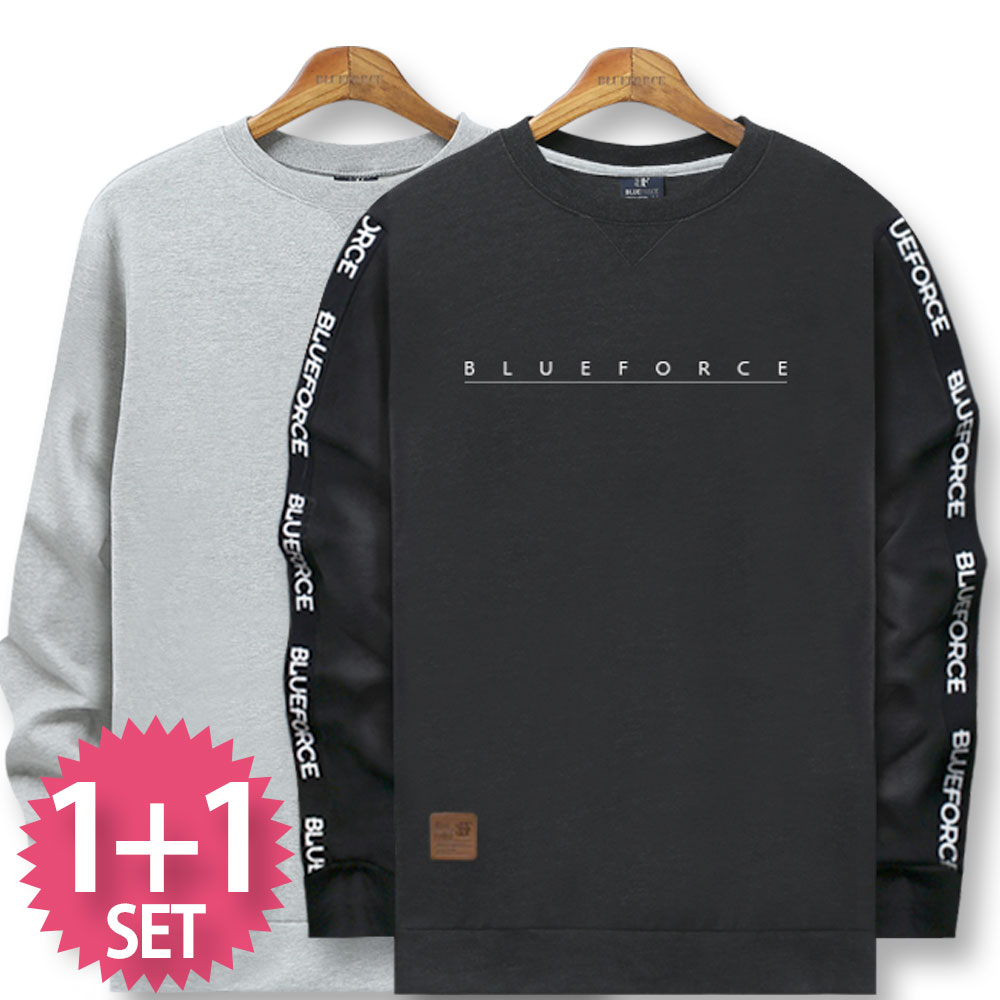 블루포스 엣티프 맨투맨 + 심플 맨투맨 [2장 묶음] 남자 긴팔 티셔츠 단체티 남성 운동복 가을 단체티 커플티 츄리닝 45,500원