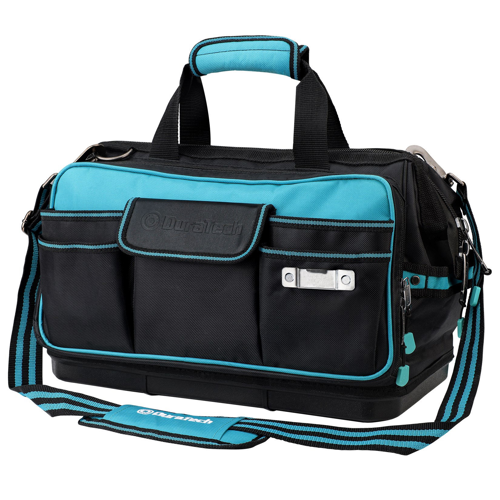 DURATECH 17인치 와이드 마우스 공구가방 대용량 32포켓 공구 정리백 방수 몰드 바닥 조절 스트랩 클립 디자인 840D 옥스퍼드 원단, 1개 45,900원