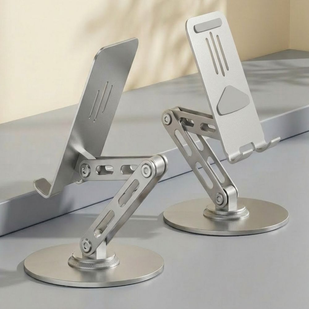 에브리센스 풀메탈 3단 접이식 탁상용 핸드폰 태블릿 거치대, 1개, 라이트실버, ESR-101 14,900원