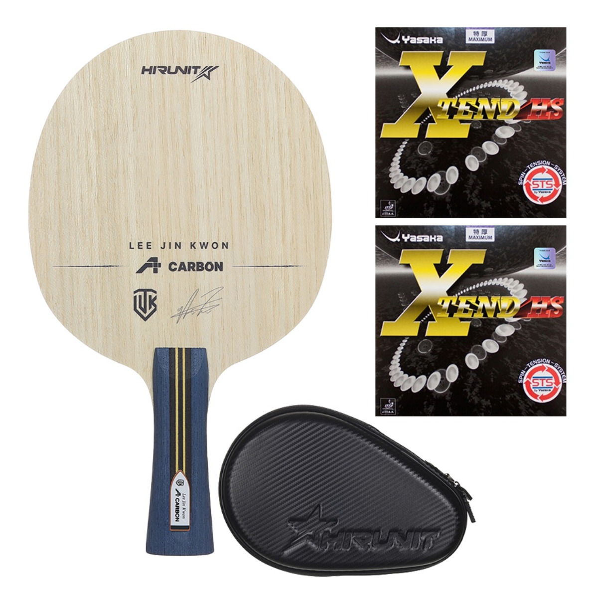 [인기/추천상품] 하이러닛 탁구라켓 이진권 A카본 + 야사카 엑스텐드 HS 러버 부착세트 + 고급 하드케이스 포함, 그립선택ST/FL 316,000원