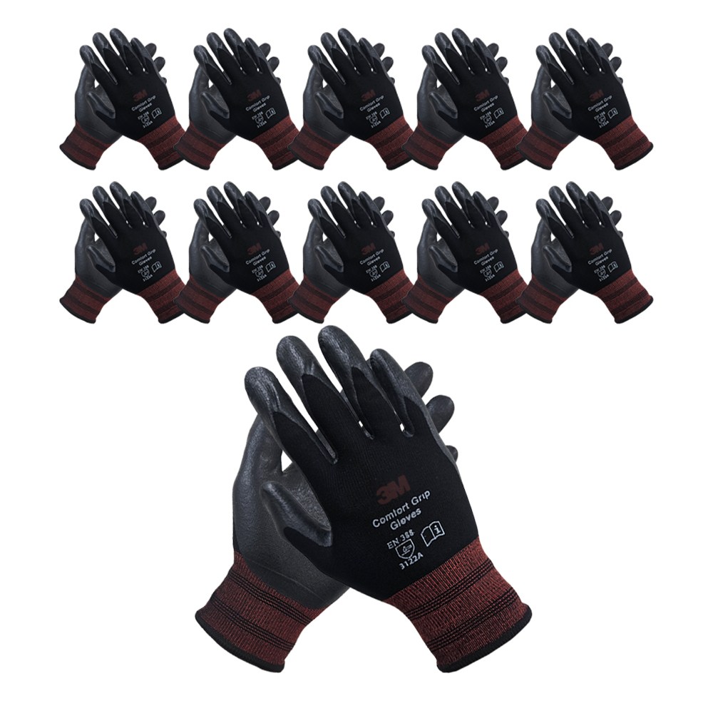 3M 쓰리엠 컴포트그립 블랙 NBR 코팅 산업용 작업용 안전 장갑, 10개, 블랙 24,100원