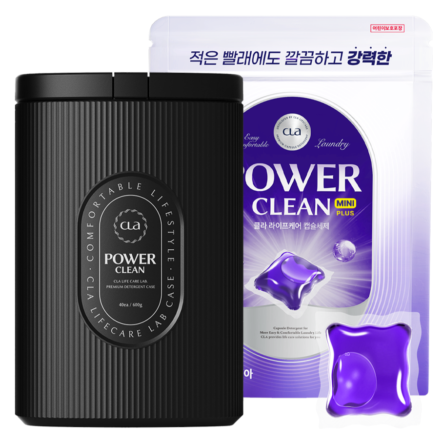 클라 파워클린 미니 실내건조 캡슐 세제 블랙 케이스 본품 + 리필팩 100입 세트 (총200입), 1세트 25,800원