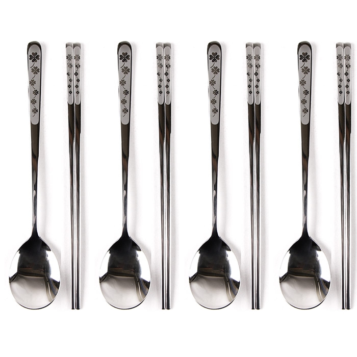 윌리브 국산 스텐 클로버 수저세트, 실버, 숟가락 + 젓가락, 4세트 11,990원