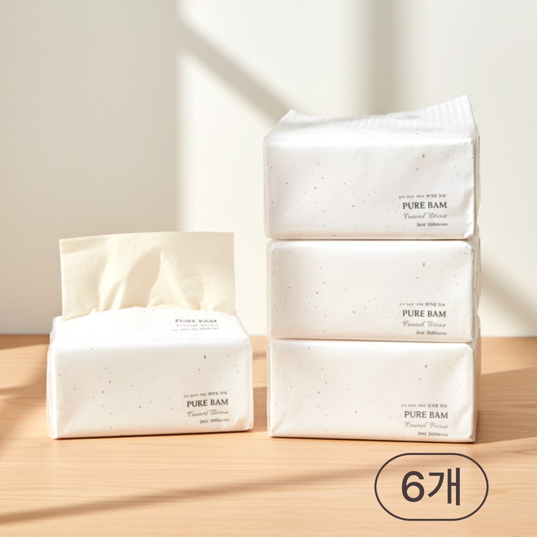 휴홈 무표백 대나무 퓨어밤 소프트팩 팝업 티슈 3겹, 6개, 160매 6,700원