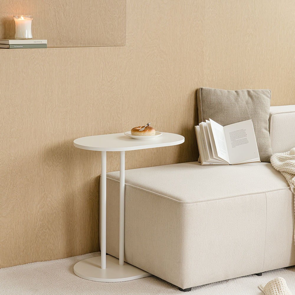 우드레이 오벌 쇼파 사이드테이블, 화이트 39,800원
