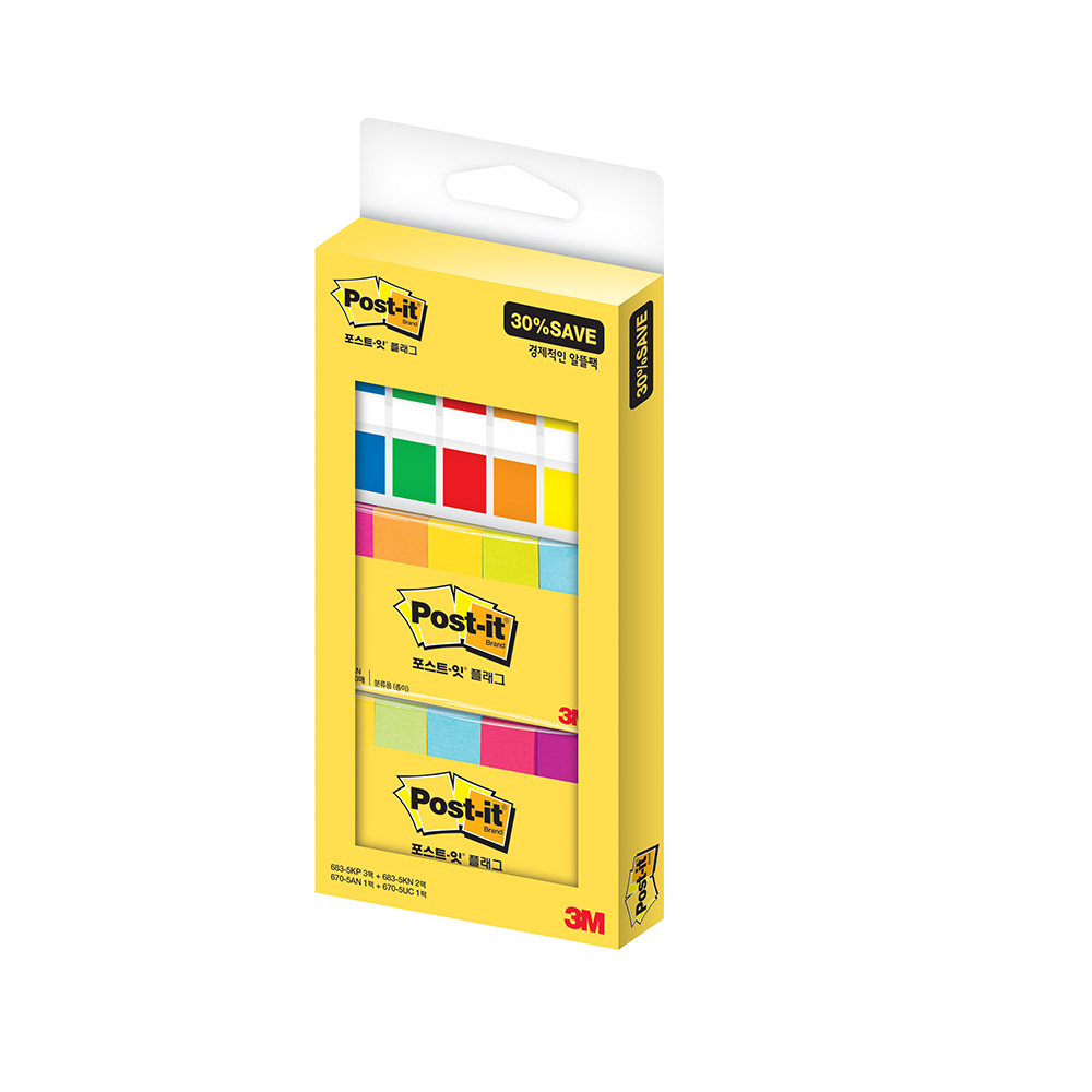 3M 포스트잇 종이+필름 플래그 알뜰팩 견출지 인덱스 분류용 종이 타입 페이지마커, 단품 17,520원