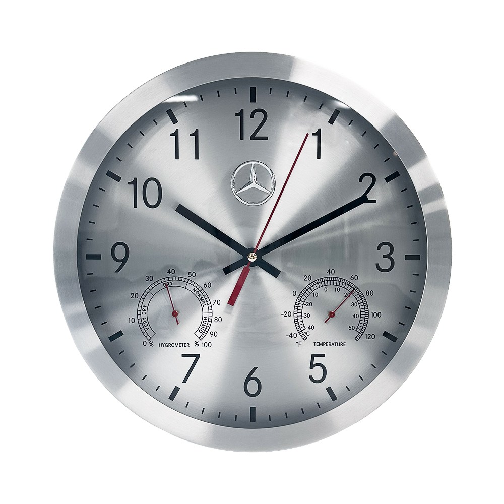 벤츠 아날로그 원형 벽시계 실버 온도계 습도계 인테리어 거실 가정용 사무실 70,000원