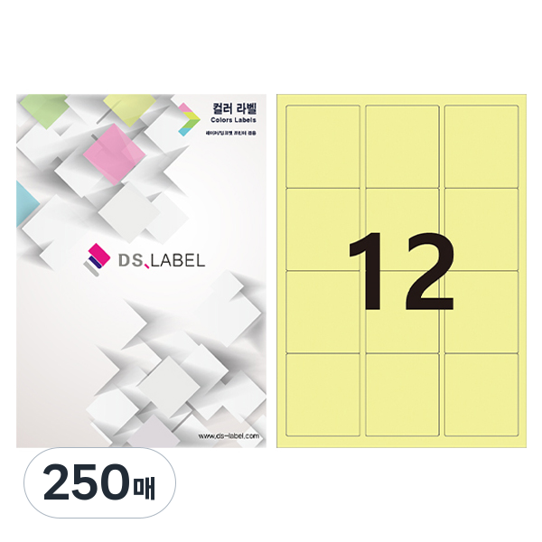 디에스라벨 컬러라벨 연노랑 레이저잉크젯 3 x 4 DY3312, 12칸, 250개 38,000원
