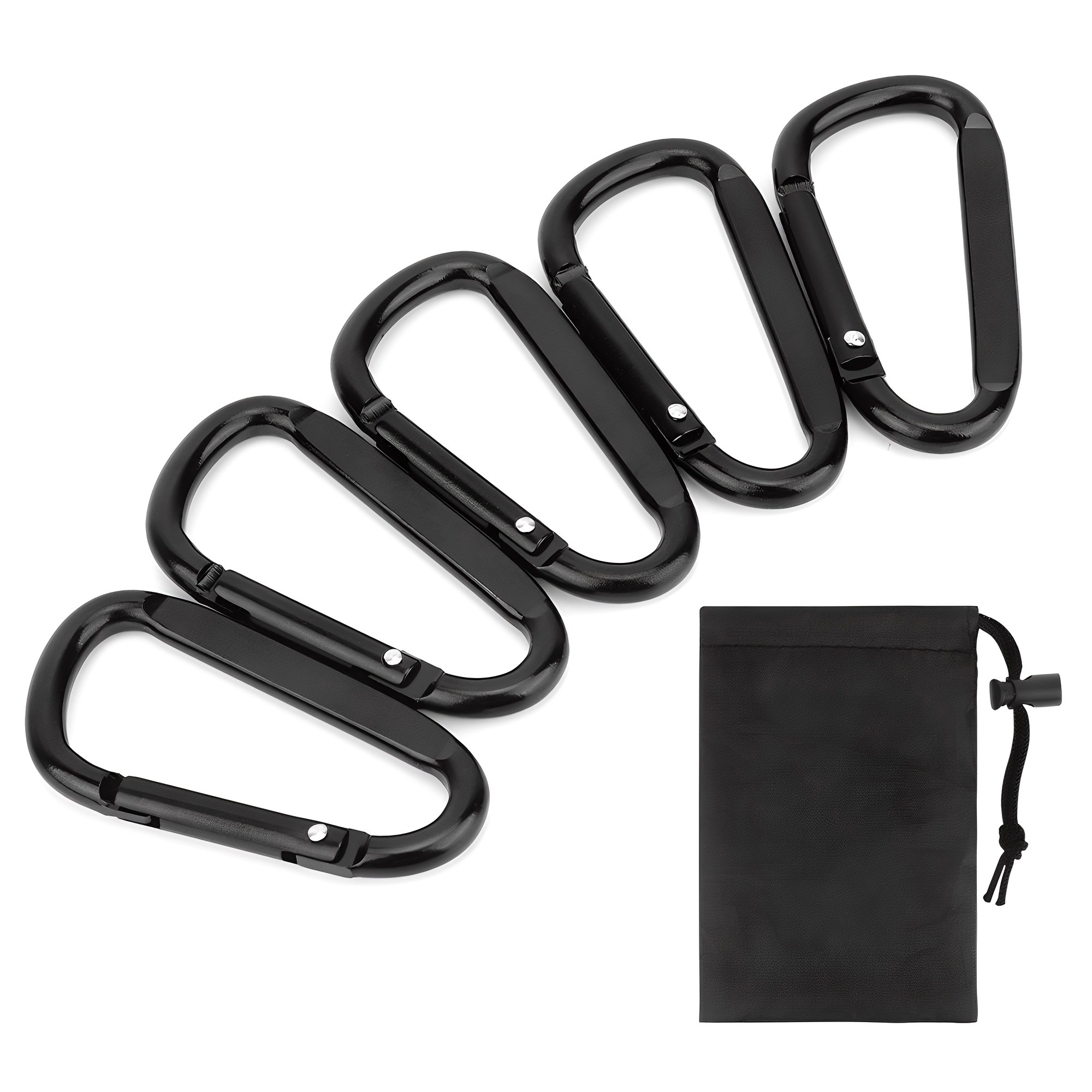 코멧 아웃도어 고강도 D형 알루미늄 카라비너 5개 + 수납 파우치 세트 1,990원
