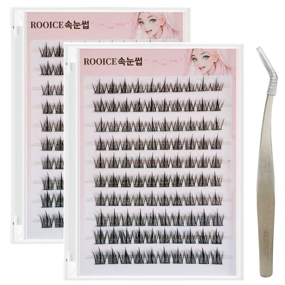 ROOICE 풀 필요없는 3D인조 속눈썹 대용량 노글루 인조 속눈썹 10mm-12mm 2P세트, 2개, 블랙 13,900원