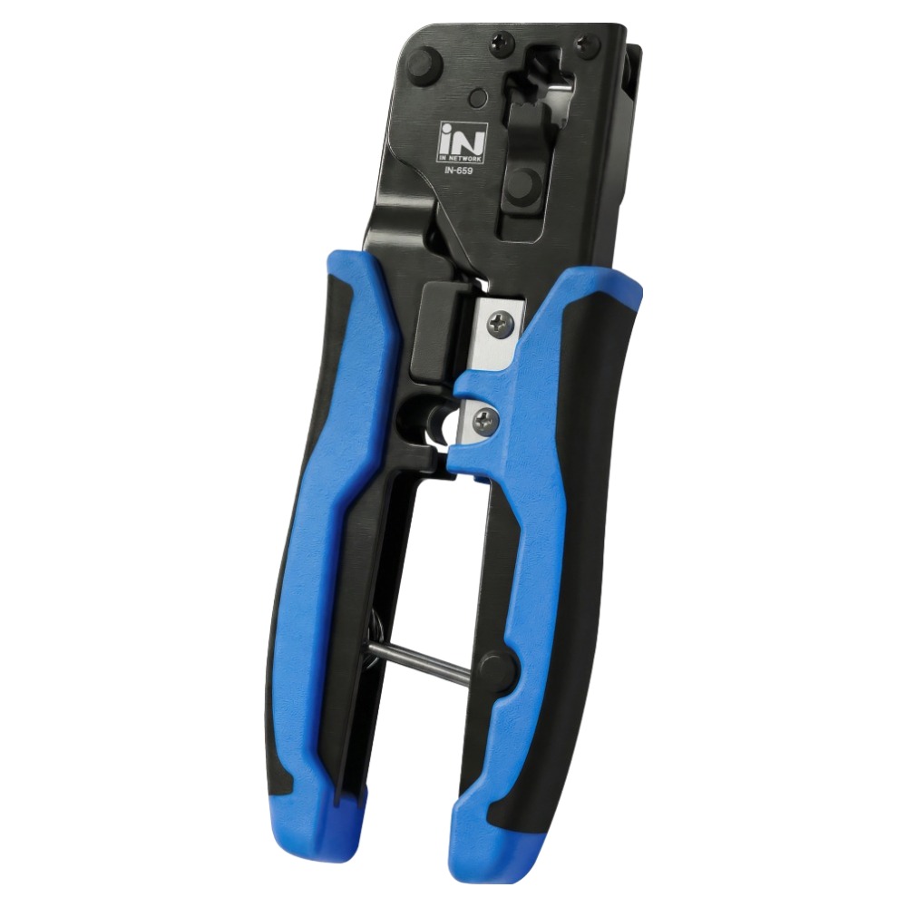 인네트워크 CAT.5E/6 일반형 플러그 + 관통형 EZ플러그 겸용 랜케이블 압착 랜툴 IN-659, 블루, 1개, 148mm 25,300원