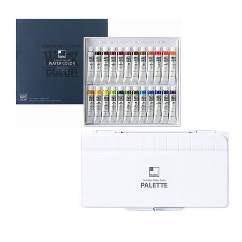 신한화구 전문가 수채화 물감 7.5ml x 24p + 24칸 팔레트 49,500원