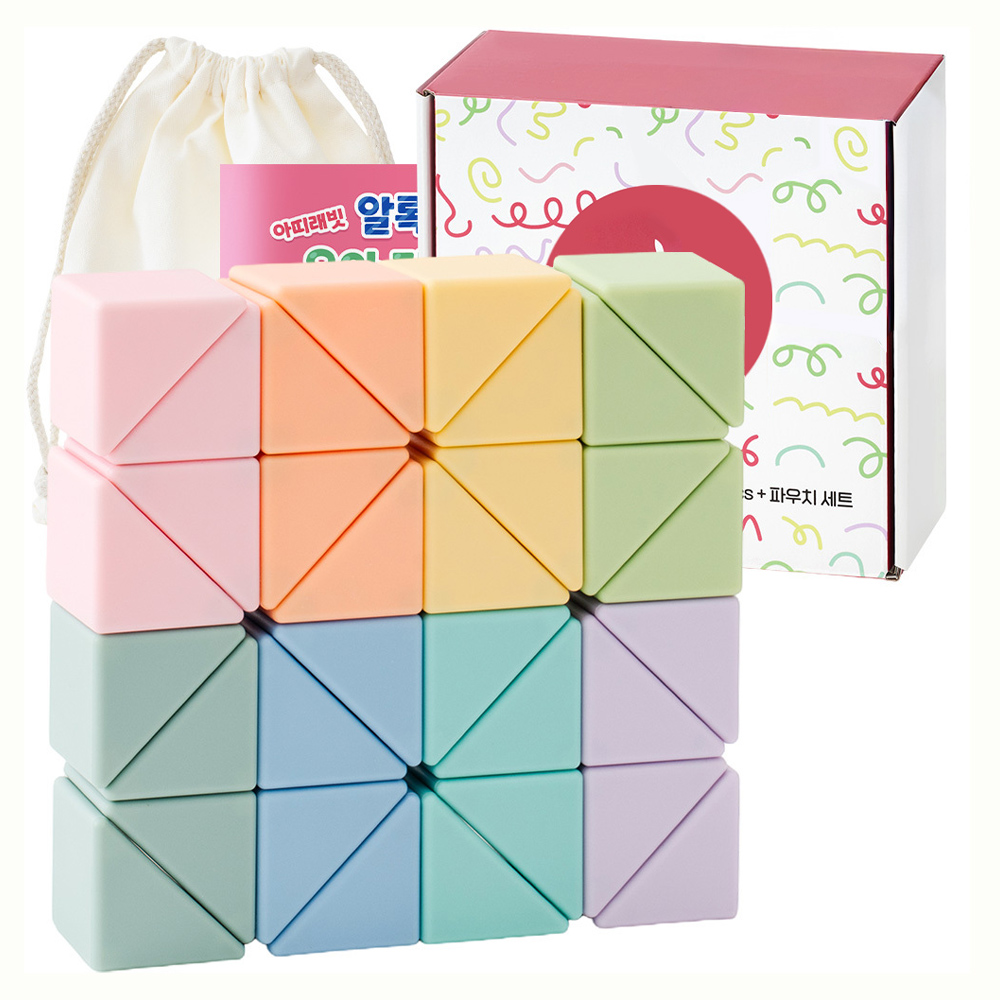 아띠래빗 유아용 알록달록 빅사이즈 자석 블럭 32p + 파우치 세트 35,900원