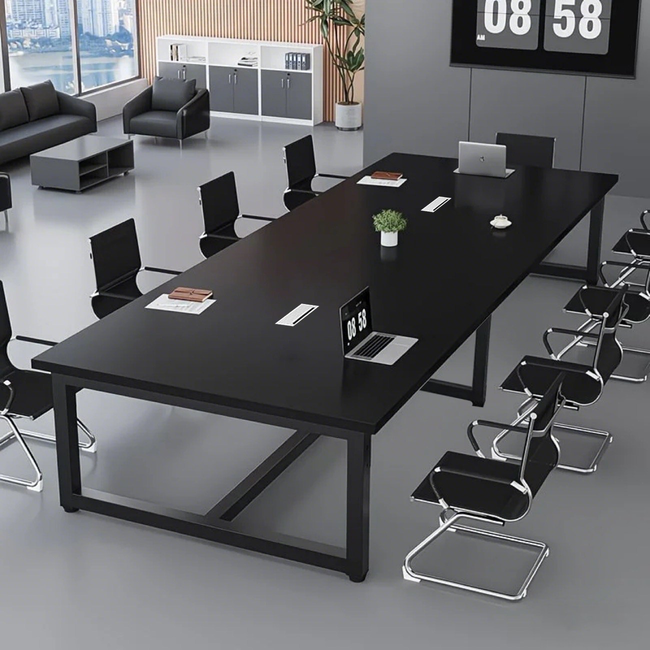 사무실 회의실 사각 회의 테이블 상담 세미나 연수용 책상, 블랙 상판+블랙 다리 318,000원
