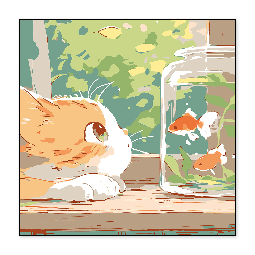 톰앤토미e 입문용 소형 DIY 아크릴 페인팅 그림 고양이 풍경 30*30, 고양이와 친구들, 1개 11,900원